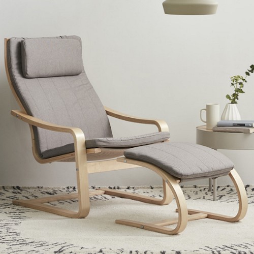 한샘 벤트 플러스 암체어 패브릭 의자 1인용 (스툴포함)_이미지