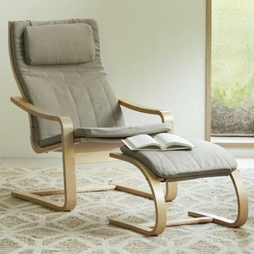 한샘 벤트 플러스 암체어 패브릭 의자 1인용 (스툴포함)_이미지