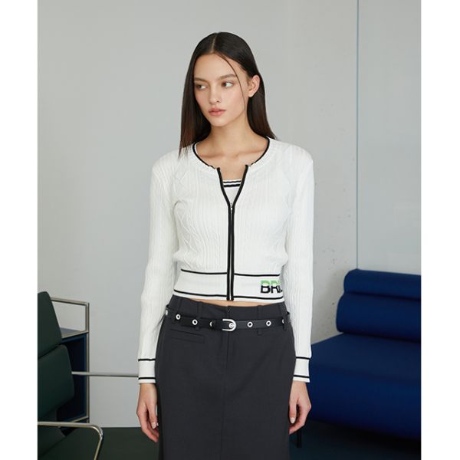 아이올리 에고이스트 레터링 자카드 슬림 케이블 가디건 EQ1KG260