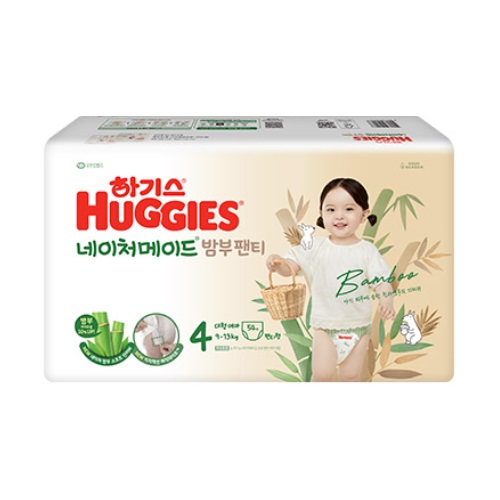 유한킴벌리 하기스 2024 네이처메이드 밤부 팬티형 4단계-여아용 (108매)