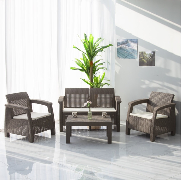 영가구 라트 피렌체 라탄 야외 테이블 800 (1인의자2개+2인의자1개)_이미지