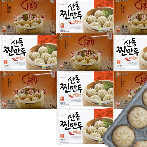 나래식품 산동 매운 찐만두 180g x 5개+김치찐만두 168g x 5개 (1개)_이미지
