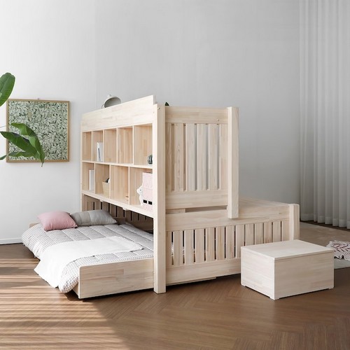 베이직가구 편백 A형 슬라이딩 벙커침대 SS