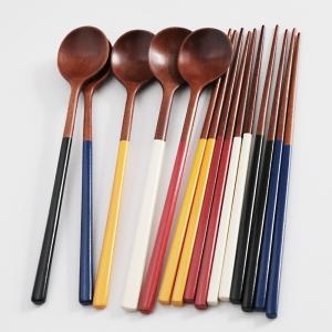 칼라 우드 투톤 나무 수저 세트 5컬러_이미지