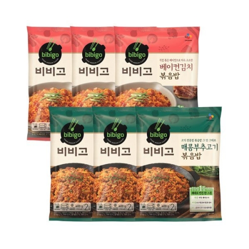 베이컨 김치볶음밥400g x 3개 + 매콤부추고기 볶음밥400g x 3개