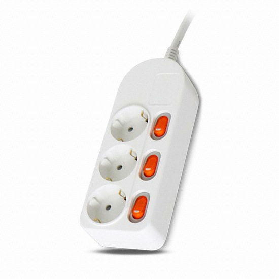 3구 16A 개별스위치 멀티탭 화이트