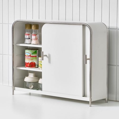 리본제이 무디타 비화이트 와이드 슬림 양문형 주방 수납장 / 철제 슬라이딩 서랍장