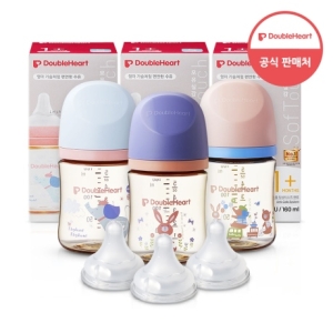 더블하트 모유실감 3세대 PPSU 디어프렌즈 160ml (젖병 3개 + 젖꼭지 3개)_이미지