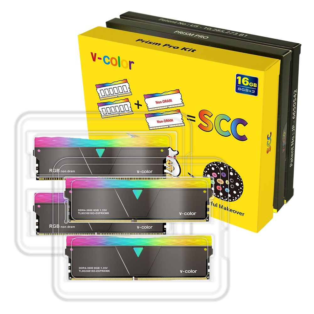 V-Color DDR4-3600 CL18 PRISM PRO RGB SCC KIT BLACK 패키지 (16GB(8Gx2))_이미지