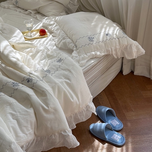 메종드룸룸 퓨어 린넨 자수 차렵 기본세트 (퀸 Q)_이미지