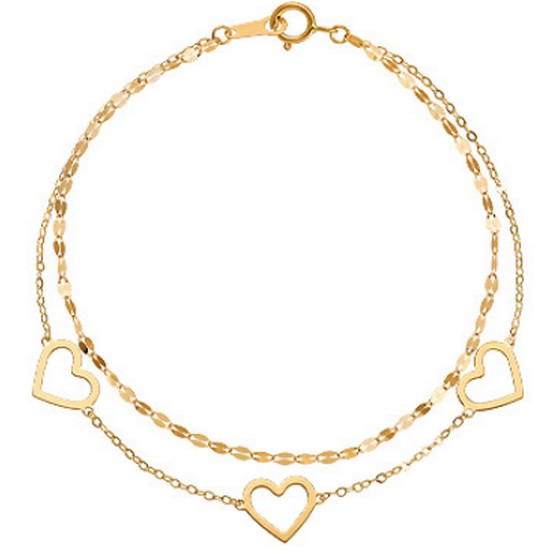 골드앤 14K 모디하트 두줄 팔찌_이미지