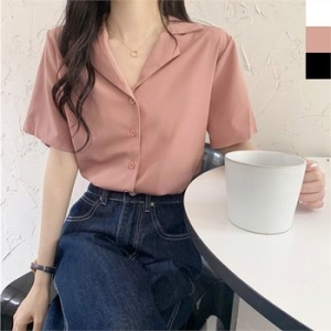 오노마 ONM 여성 반팔 카라 블라우스 1P 출퇴근 데일리 정장 셔츠 10173874