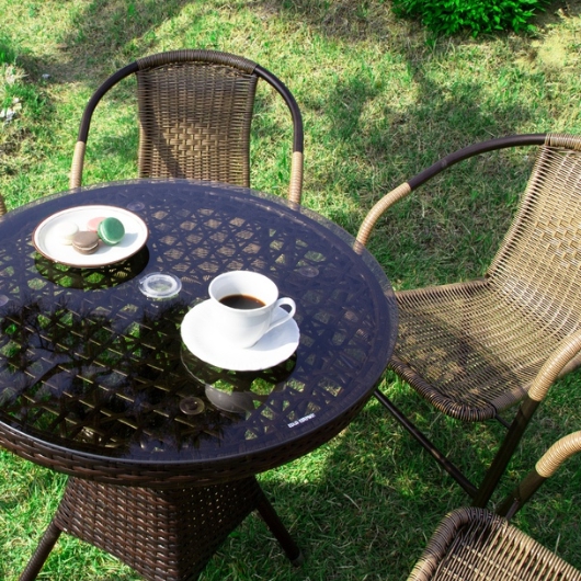 위드퍼니처 NEW 메이드 원형 야외 테이블 700 (39번의자4개)_이미지