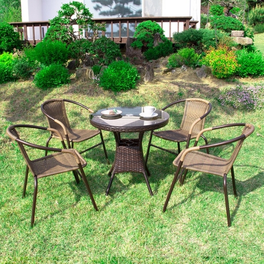 위드퍼니처 NEW 메이드 원형 야외 테이블 700 (39번의자4개)_이미지