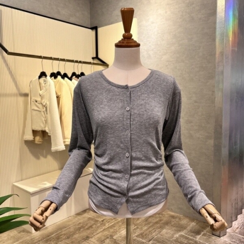 이중직 셔링 단추 티셔츠 AOA5HK411