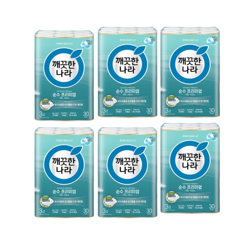 깨끗한나라 순수 프리미엄 더 클래스 30m (30롤) (6팩)_이미지