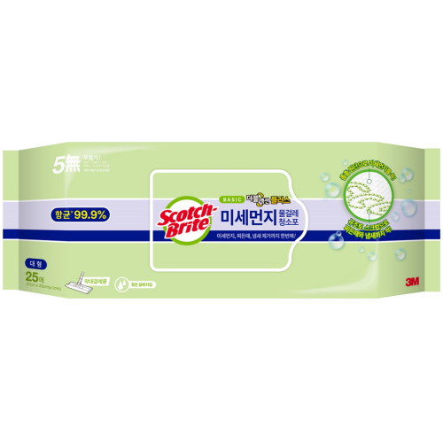 3M 스카치브라이트 ㅤ베이직 미세먼지 물걸레 청소포 더블액션 플러스 대형 25매 (1개(25매))_이미지