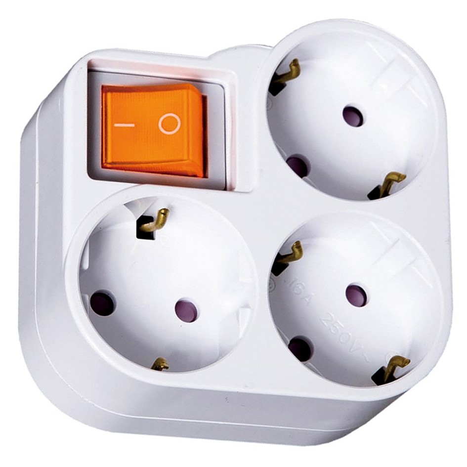 일신전기 3구 16A 메인스위치 사각 멀티탭