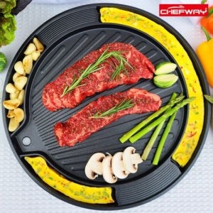 셰프웨이 국산 IH인덕션 계란찜 고기구이팬 원형 삼겹살불판35cm_이미지