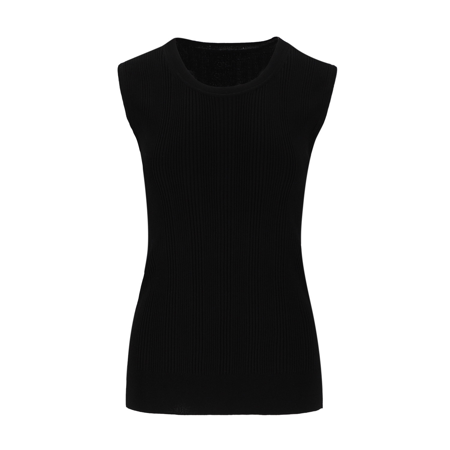 위비스 지센 여성 골지 민소매 니트 LFKTL501_BK