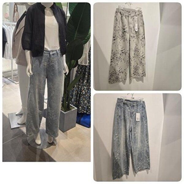 오프리미츠 MG01 페미닌한 데님도유니크해남들게다르게플라워패턴와이드핏데님청바지 50098670
