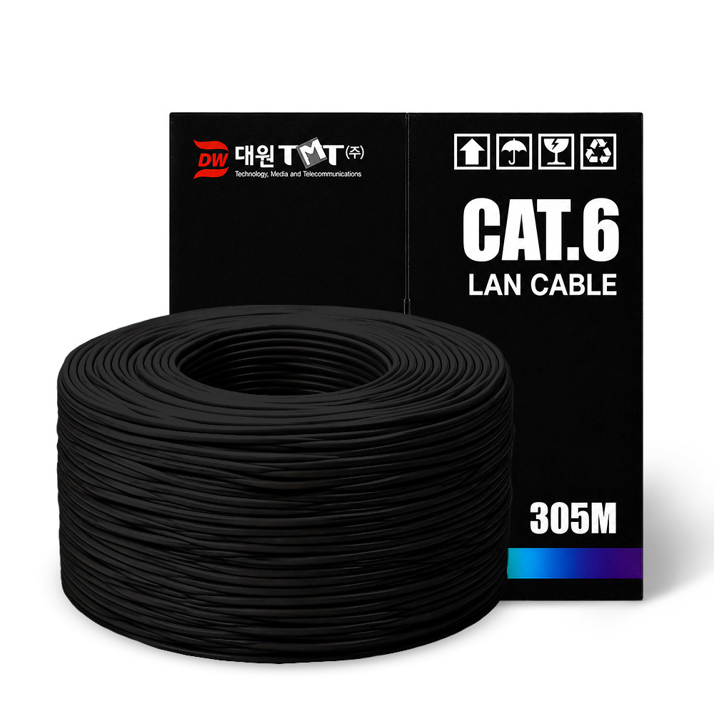대원TMT CAT.6 UTP 랜케이블 박스 (블랙, 305m)_이미지