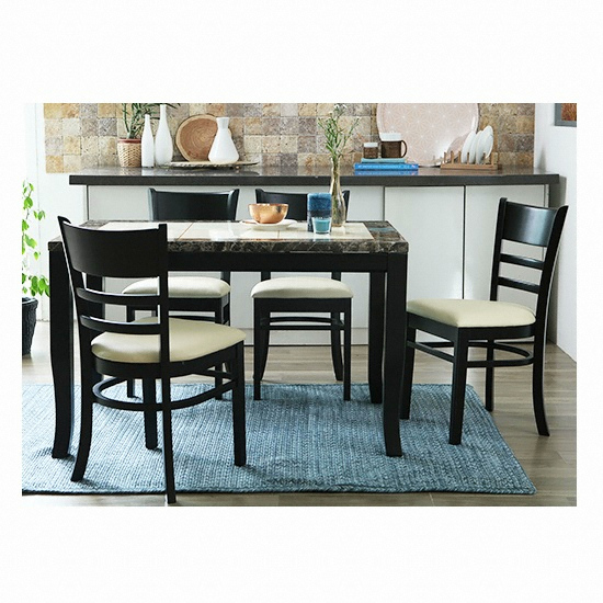 베스트리빙 데미안 캘빈 대리석 식탁 1200 (의자4개)_이미지