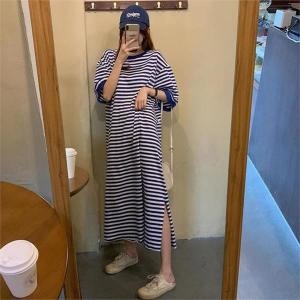 셀러허브 여자 여름 스트라이프 루즈핏 롱 원피스 S8527088_이미지