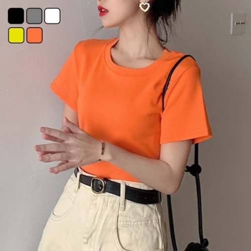 리빌모아 여자 데일리 베이직 무지 라운드 반팔 티셔츠 DMSW-TSH-SDD180_이미지