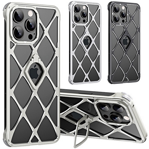 수나르 아이폰14 프로 맥스 알루미늄 펀칭 프레임리스 링 홀더 케이스_이미지