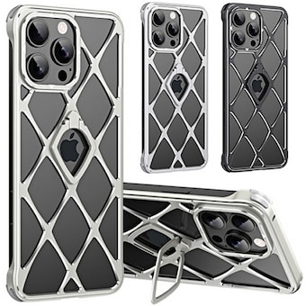 수나르 아이폰<b>14</b> 프로 맥스 알루미늄 펀칭 프레임리스 링 홀더 케이스