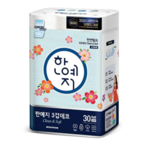 한예지 클린 앤 소프트 플러스 30m (30롤) (3팩)_이미지