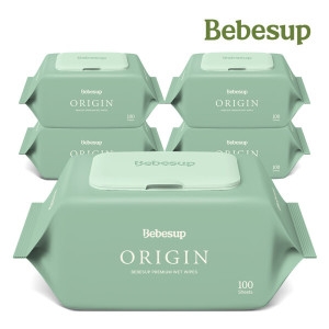 베베숲 오리진 물티슈 캡형 100매 (5팩)_이미지