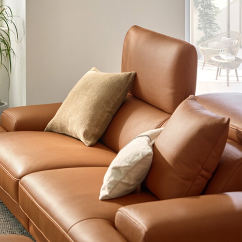 자코모 누사두아 기능성 슈렁큰 천연가죽 소파 3인용 (스툴별도)_이미지