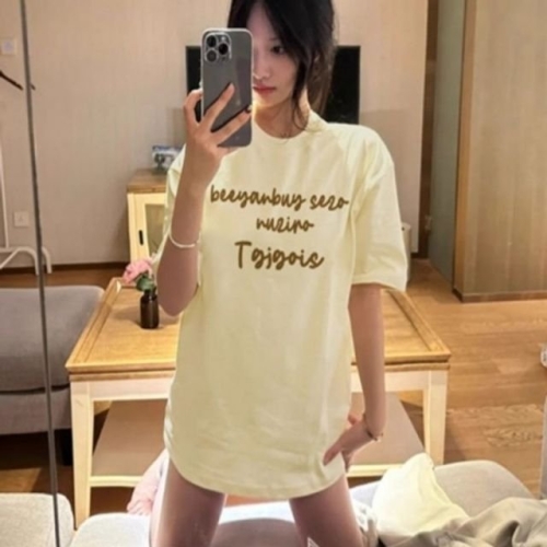 삼성물산 프리미엄 프린트 레이디 숏슬리브상티 와이드핏 크루넥 여자 하프슬리브 WFKK340