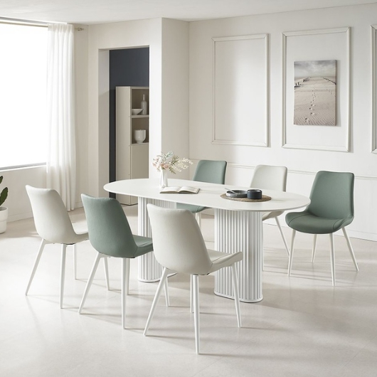 로드퍼니처  허밍 타원 무광 포세린 세라믹 식탁 1800 (의자6개)