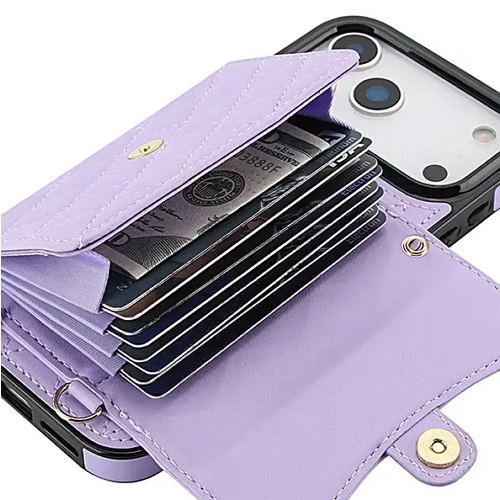 수나르 아이폰16 프로 카드지갑 크로스백 스트랩 가죽 케이스_이미지