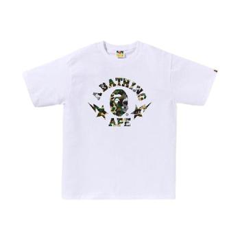 베이프 퍼스트 카모 크레이지 스타 컬리지 티셔츠 화이트 0ZXTEM0