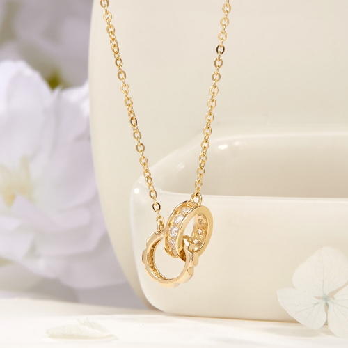 비앤비골드 14K 더블링 크로스 펜던트 체인 목걸이 JNN41917