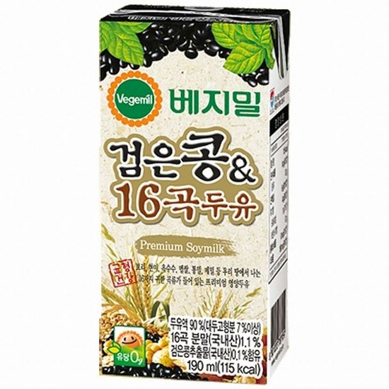 정식품 베지밀 검은콩과 16곡 두유 190ml (팩) (64개)