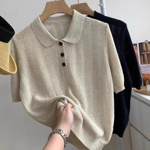 BL10284_벨라니트반팔/카라넥/버튼포인트/데일리룩/여름니트