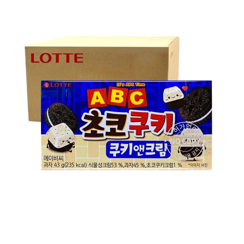 롯데 에이비씨 초코쿠키 쿠키앤크림 43g 32개입 BOX_이미지