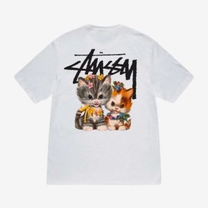  스투시 키튼 반팔 티셔츠 화이트_1904965