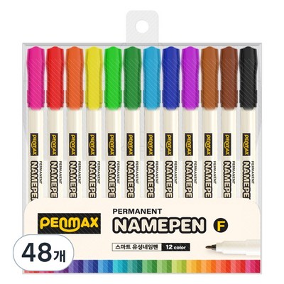 화이트산업 펜맥스 유성 네임펜 303F 12색 (4개)_이미지