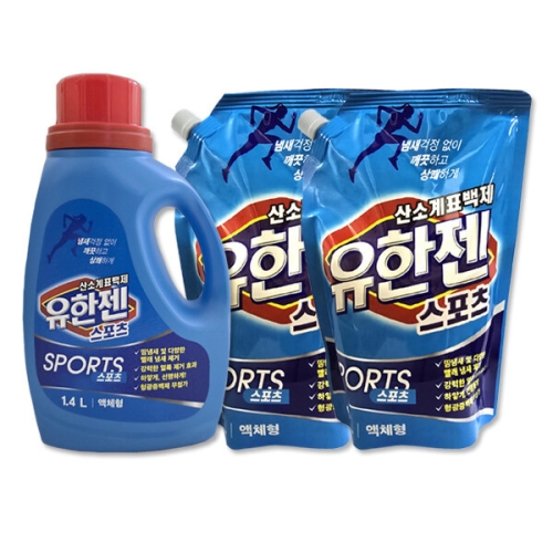 유한젠 스포츠 산소계표백제 1.4L + 리필 1.1L (본품1개+리필2개)_이미지
