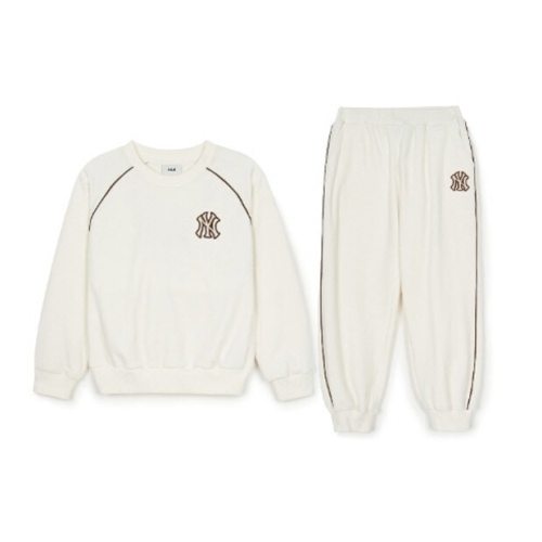 MLB키즈 트레이닝세트 GQC 7FS2B0146-50IVS 베이직 여아 벨벳 맨투맨 세트 뉴욕양키스_이미지