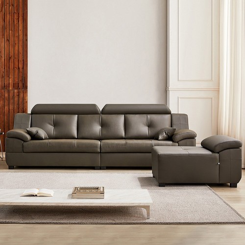 동서가구 제이홈스 라텍스탑 구스다운 천연가죽 소파 4인용 (카우치스툴포함)