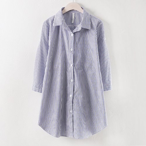  아이우먼 줄지 단가라 5부 셔츠 HG0161RM803 빅사이즈 사이즈에서 자유로운 그녀~