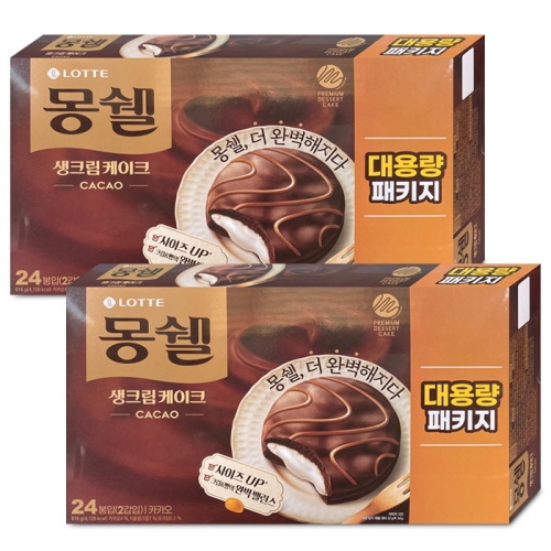롯데 몽쉘 카카오 생크림케이크 816g 24개입 (2개)