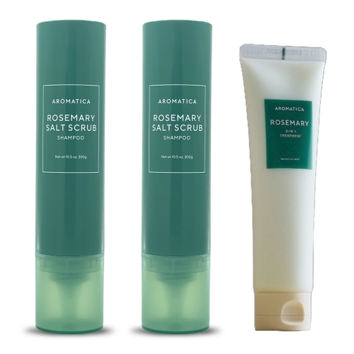 로즈마리 솔트 스크럽 샴푸 300g 2개+로즈마리 3in1 트리트먼트 160ml 3종세트